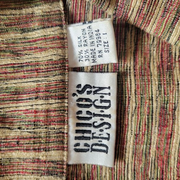 Vintage Chicos Striped Cotton & Linen Button Jacket shacket - Picture 7 of 7